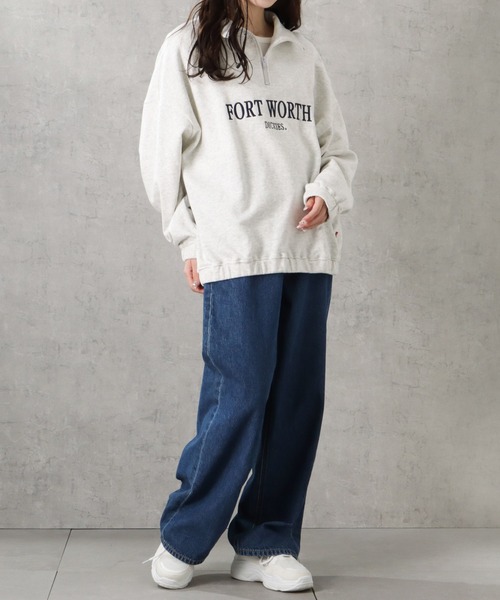 Dickies(ディッキーズ)の「Dickies ディッキーズ 裏毛ハーフジップスウェット(スウェット・レディース・アイボリー/グリーン/グレー/ブラック×グレー・フリー)」の8枚目の写真