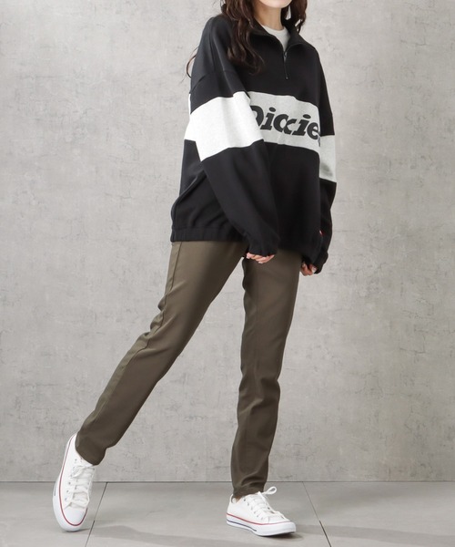 Dickies(ディッキーズ)の「Dickies ディッキーズ 裏毛ハーフジップスウェット(スウェット・レディース・アイボリー/グリーン/グレー/ブラック×グレー・フリー)」の9枚目の写真