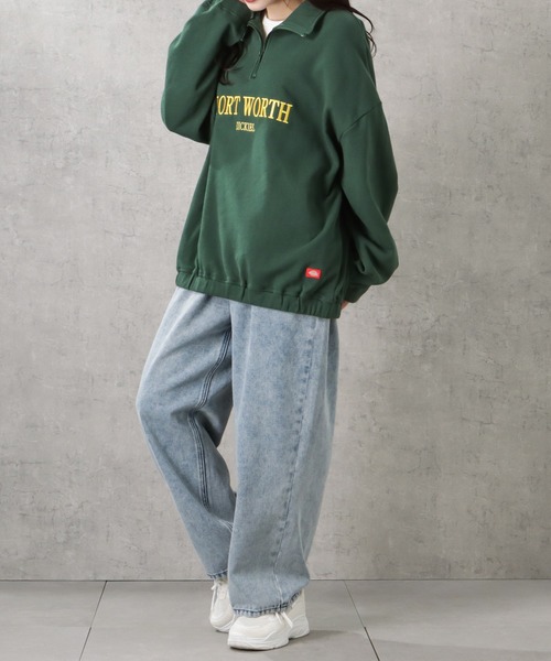 Dickies(ディッキーズ)の「Dickies ディッキーズ 裏毛ハーフジップスウェット(スウェット・レディース・アイボリー/グリーン/グレー/ブラック×グレー・フリー)」の10枚目の写真