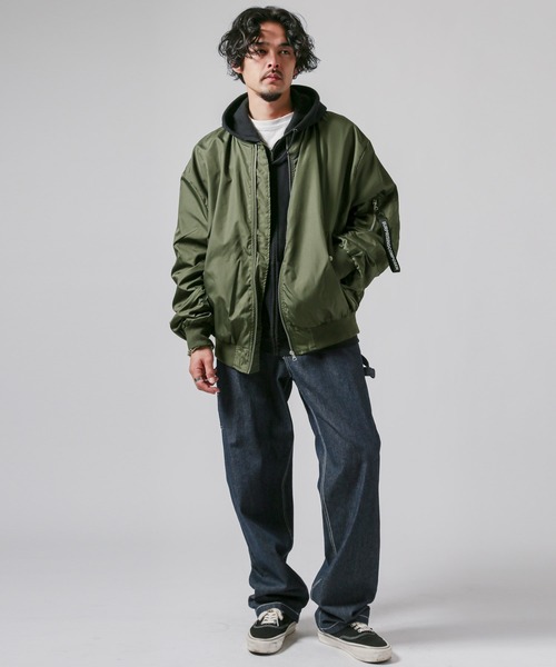 LUXSTYLE(ラグスタイル)の「撥水ドロップショルダーMA-1ジャケット(MA-1・メンズ・ブラック/カーキ/ネイビー・L/XL/M)」の21枚目の写真