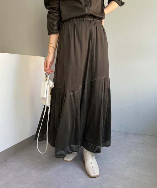 CAPRICIEUX LE'MAGE（カプリシューレマージュ）の「アシメタックスカート（スカート・レディース・ホワイト/チャコールグレー/キャメル・FREE）」の2枚目の写真