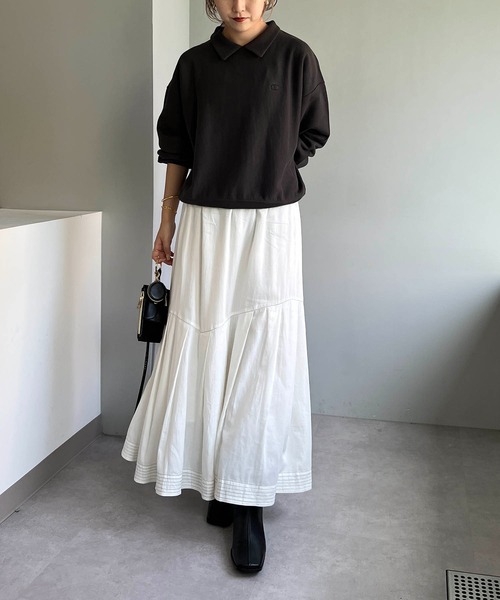 CAPRICIEUX LE'MAGE（カプリシューレマージュ）の「アシメタックスカート（スカート・レディース・ホワイト/チャコールグレー/キャメル・FREE）」の4枚目の写真