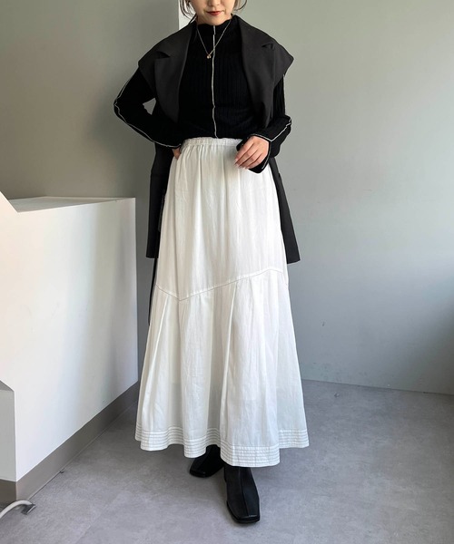 CAPRICIEUX LE'MAGE（カプリシューレマージュ）の「アシメタックスカート（スカート・レディース・ホワイト/チャコールグレー/キャメル・FREE）」の17枚目の写真