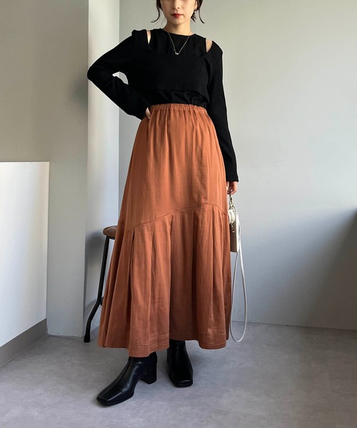 CAPRICIEUX LE'MAGE（カプリシューレマージュ）の「アシメタックスカート（スカート・レディース・ホワイト/チャコールグレー/キャメル・FREE）」の5枚目の写真