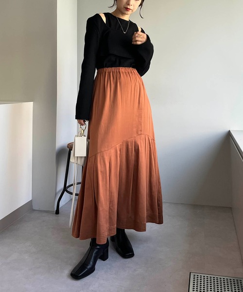 CAPRICIEUX LE'MAGE（カプリシューレマージュ）の「アシメタックスカート（スカート・レディース・ホワイト/チャコールグレー/キャメル・FREE）」の18枚目の写真