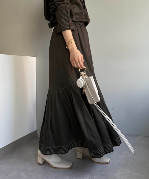 CAPRICIEUX LE'MAGE（カプリシューレマージュ）の「アシメタックスカート（スカート・レディース・ホワイト/チャコールグレー/キャメル・FREE）」の15枚目の写真