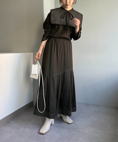 CAPRICIEUX LE'MAGE（カプリシューレマージュ）の「アシメタックスカート（スカート・レディース・ホワイト/チャコールグレー/キャメル・FREE）」の20枚目の写真