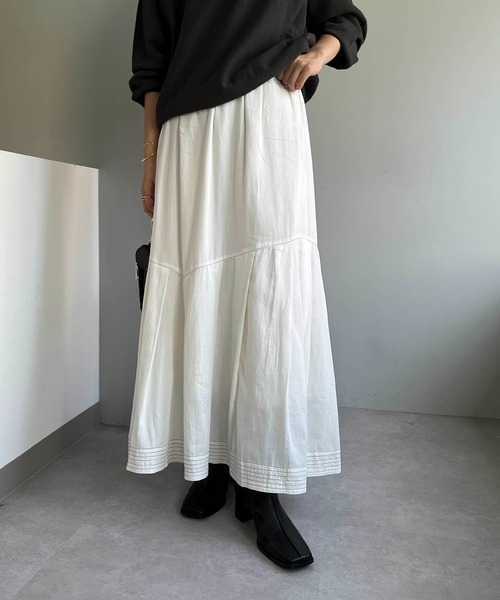 CAPRICIEUX LE'MAGE（カプリシューレマージュ）の「アシメタックスカート（スカート・レディース・ホワイト/チャコールグレー/キャメル・FREE）」の21枚目の写真