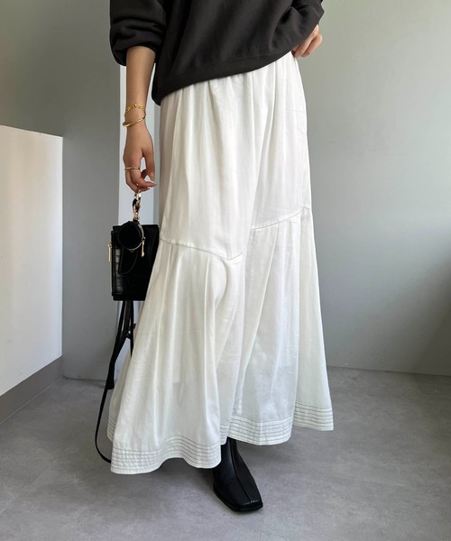 CAPRICIEUX LE'MAGE（カプリシューレマージュ）の「アシメタックスカート（スカート・レディース・ホワイト/チャコールグレー/キャメル・FREE）」の16枚目の写真