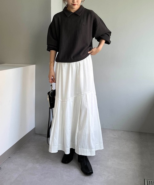 CAPRICIEUX LE'MAGE（カプリシューレマージュ）の「アシメタックスカート（スカート・レディース・ホワイト/チャコールグレー/キャメル・FREE）」の12枚目の写真