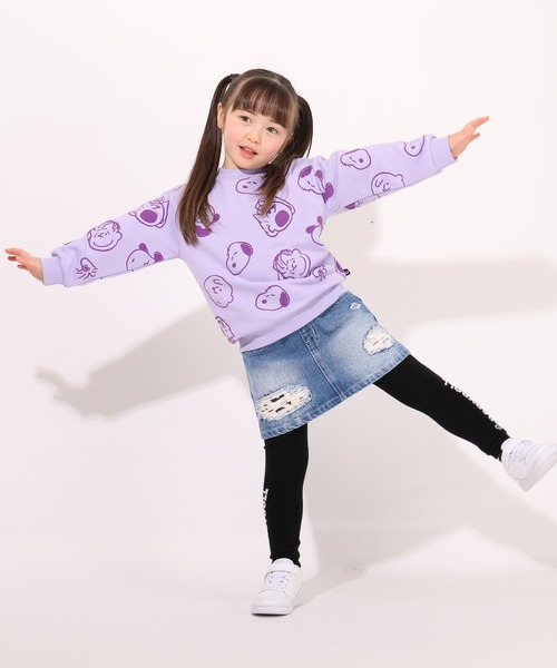 BABYDOLL(ベビードール)の「通販限定 スヌーピートレーナー フロッキー総柄 7190K(スウェット・キッズ・チャコールグレー/ストーン/パープル/ベージュ/ブラック系1/グリーン・90cm/100cm/110cm/120cm/130cm/140cm)」の12枚目の写真