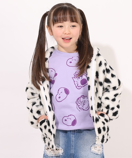 BABYDOLL(ベビードール)の「通販限定 スヌーピートレーナー フロッキー総柄 7190K(スウェット・キッズ・チャコールグレー/ストーン/パープル/ベージュ/ブラック系1/グリーン・90cm/100cm/110cm/120cm/130cm/140cm)」の9枚目の写真