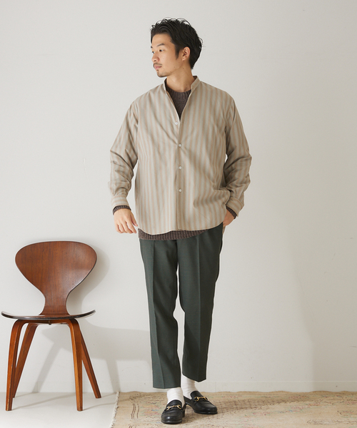 417 EDIFICE(フォーワンセブンエディフィス)の「【ESSENTIAL / エッセンシャル】 ストライプバンドシャツ(シャツ/ブラウス・メンズ・その他1/その他3/その他10・SMALL/MEDIUM/LARGE)」の7枚目の写真