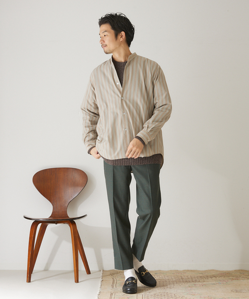 417 EDIFICE(フォーワンセブンエディフィス)の「【ESSENTIAL / エッセンシャル】 ストライプバンドシャツ(シャツ/ブラウス・メンズ・その他1/その他3/その他10・SMALL/MEDIUM/LARGE)」の9枚目の写真