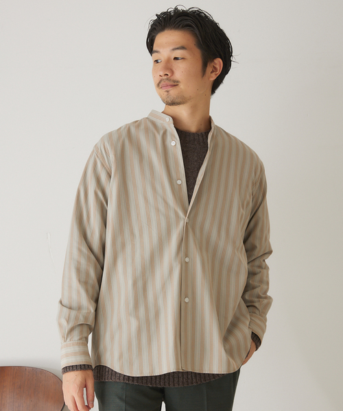 417 EDIFICE(フォーワンセブンエディフィス)の「【ESSENTIAL / エッセンシャル】 ストライプバンドシャツ(シャツ/ブラウス・メンズ・その他1/その他3/その他10・SMALL/MEDIUM/LARGE)」の5枚目の写真