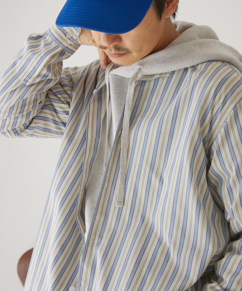 417 EDIFICE(フォーワンセブンエディフィス)の「【ESSENTIAL / エッセンシャル】 ストライプバンドシャツ(シャツ/ブラウス・メンズ・その他1/その他3/その他10・SMALL/MEDIUM/LARGE)」の16枚目の写真