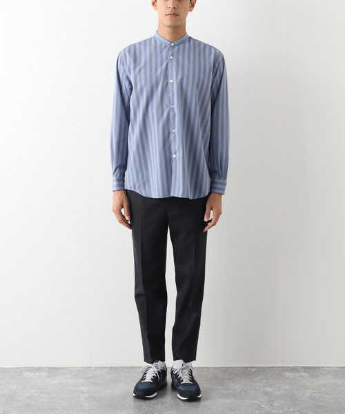 417 EDIFICE(フォーワンセブンエディフィス)の「【ESSENTIAL / エッセンシャル】 ストライプバンドシャツ(シャツ/ブラウス・メンズ・その他1/その他3/その他10・SMALL/MEDIUM/LARGE)」の6枚目の写真