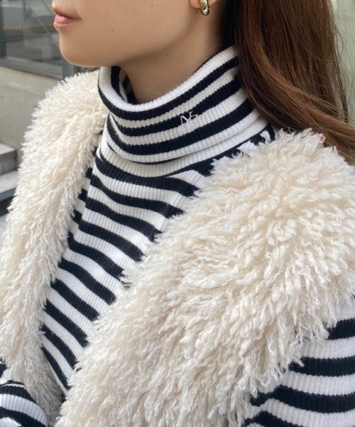 one after another NICE CLAUP（ワンアフターアナザーナイスクラップ）の「NCイニシャルハイネックトップス（Tシャツ/カットソー・レディース・オフホワイト/ブラック/ブラック系その他/ベージュ/ベビーピンク/ホワイト×グレー・FREE）」の17枚目の写真