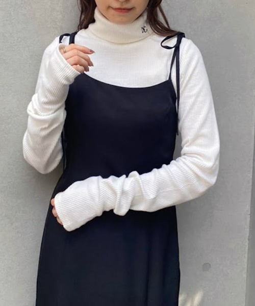 one after another NICE CLAUP（ワンアフターアナザーナイスクラップ）の「NCイニシャルハイネックトップス（Tシャツ/カットソー・レディース・オフホワイト/ブラック/ブラック系その他/ベージュ/ベビーピンク/ホワイト×グレー・FREE）」の14枚目の写真