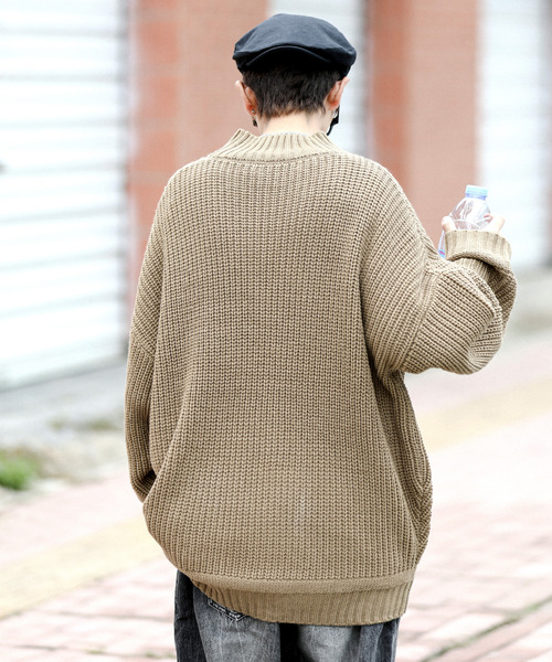 neos(ネオス)の「【neos -addictive design-】ビッグシルエット 畦編み ケーブル モックネック ニット セーター(ニット/セーター・メンズ・ホワイト/ブラック/グレー/ベージュ/グリーン・MEDIUM/LARGE)」の15枚目の写真