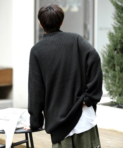 neos(ネオス)の「【neos -addictive design-】ビッグシルエット 畦編み ケーブル モックネック ニット セーター(ニット/セーター・メンズ・ホワイト/ブラック/グレー/ベージュ/グリーン・MEDIUM/LARGE)」の20枚目の写真