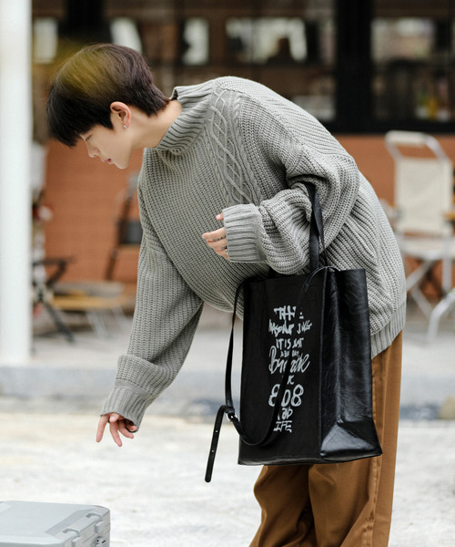 【セール】【neos -addictive design-】ビッグシルエット 畦編み ケーブル モックネック ニット セーター（ニット/セーター）｜neos（ネオス）