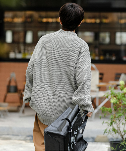 【セール】【neos -addictive design-】ビッグシルエット 畦編み ケーブル モックネック ニット セーター（ニット/セーター）｜neos（ネオス）