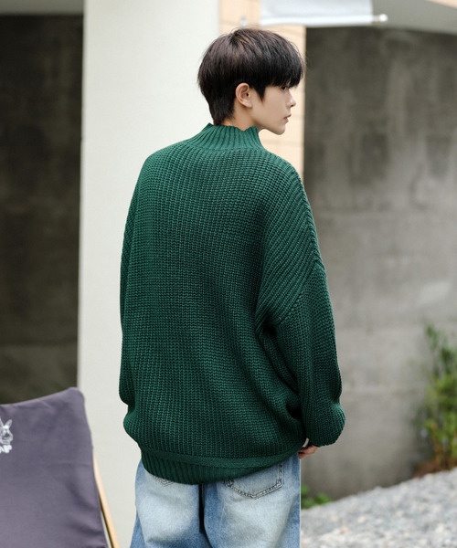 【セール】【neos -addictive design-】ビッグシルエット 畦編み ケーブル モックネック ニット セーター（ニット/セーター）｜neos（ネオス）