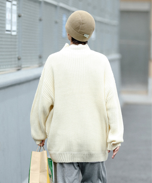 【セール】【neos -addictive design-】ビッグシルエット 畦編み ケーブル モックネック ニット セーター（ニット/セーター）｜neos（ネオス）