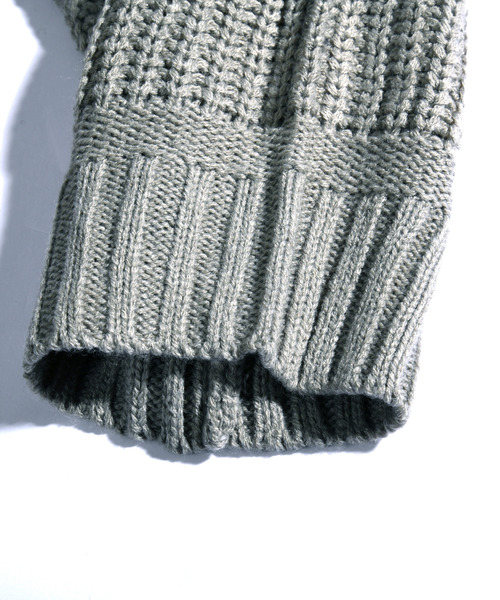 neos(ネオス)の「【neos -addictive design-】ビッグシルエット 畦編み ケーブル モックネック ニット セーター(ニット/セーター・メンズ・ホワイト/ブラック/グレー/ベージュ/グリーン・MEDIUM/LARGE)」の9枚目の写真