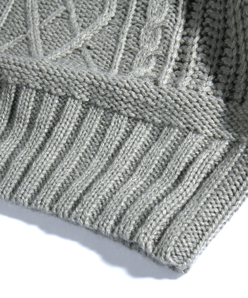 neos(ネオス)の「【neos -addictive design-】ビッグシルエット 畦編み ケーブル モックネック ニット セーター(ニット/セーター・メンズ・ホワイト/ブラック/グレー/ベージュ/グリーン・MEDIUM/LARGE)」の10枚目の写真