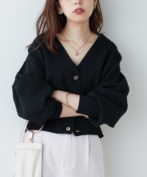 WEB限定カラーあり/プチプラハトメバー釦おしゃれカーディガン