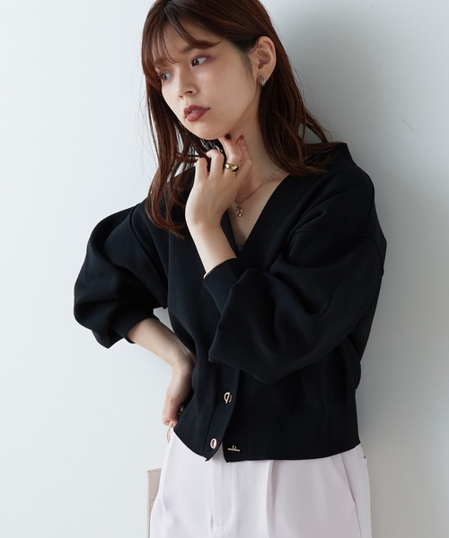 natural couture(ナチュラルクチュール)の「WEB限定カラーあり/プチプラハトメバー釦おしゃれカーディガン(カーディガン/ボレロ・レディース・ブラック/グレイッシュベージュ/ブラウン/ピンク/グリーン/アイボリー/ネイビー・FREE)」の18枚目の写真