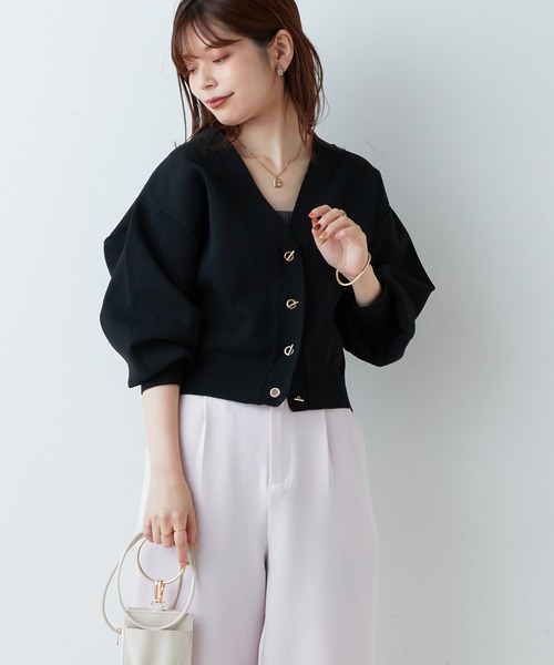 natural couture(ナチュラルクチュール)の「WEB限定カラーあり/プチプラハトメバー釦おしゃれカーディガン(カーディガン/ボレロ・レディース・ブラック/グレイッシュベージュ/ブラウン/ピンク/グリーン/アイボリー/ネイビー・FREE)」の19枚目の写真