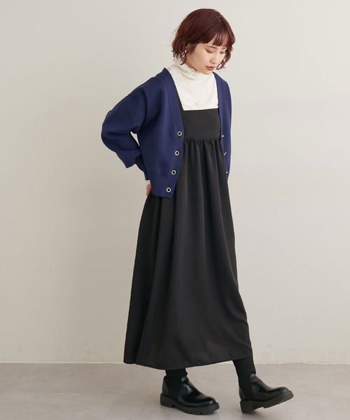 natural couture(ナチュラルクチュール)の「WEB限定カラーあり/プチプラハトメバー釦おしゃれカーディガン(カーディガン/ボレロ・レディース・ブラック/グレイッシュベージュ/ブラウン/ピンク/グリーン/アイボリー/ネイビー・FREE)」の13枚目の写真