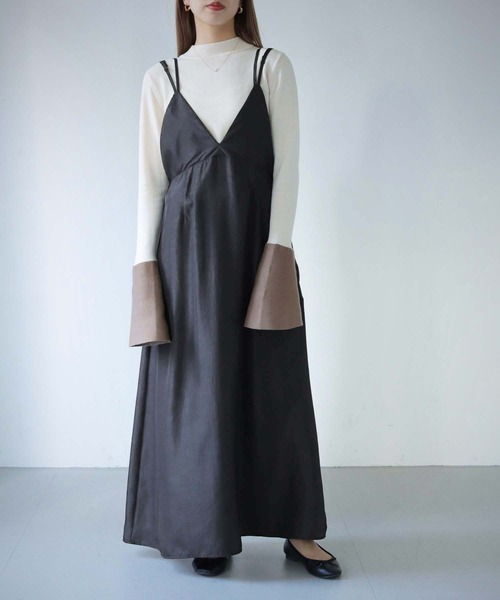 cheriella（シェリエラ）の「【cheriella】WEB限定マルチWAYダブルストラップシワサテンキャミワンピース（ワンピース・レディース・ブラウン/スモークピンク/ブラック・M）」の11枚目の写真