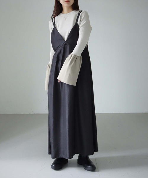 cheriella（シェリエラ）の「【cheriella】WEB限定マルチWAYダブルストラップシワサテンキャミワンピース（ワンピース・レディース・ブラウン/スモークピンク/ブラック・M）」の12枚目の写真