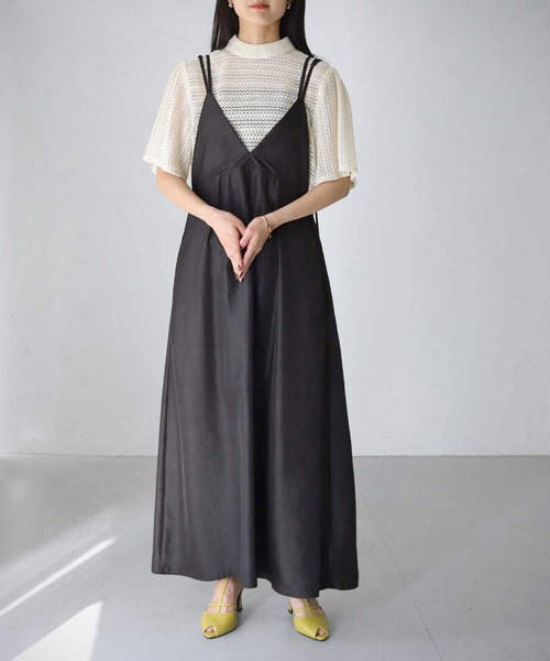 cheriella（シェリエラ）の「【cheriella】WEB限定マルチWAYダブルストラップシワサテンキャミワンピース（ワンピース・レディース・ブラウン/スモークピンク/ブラック・M）」の15枚目の写真