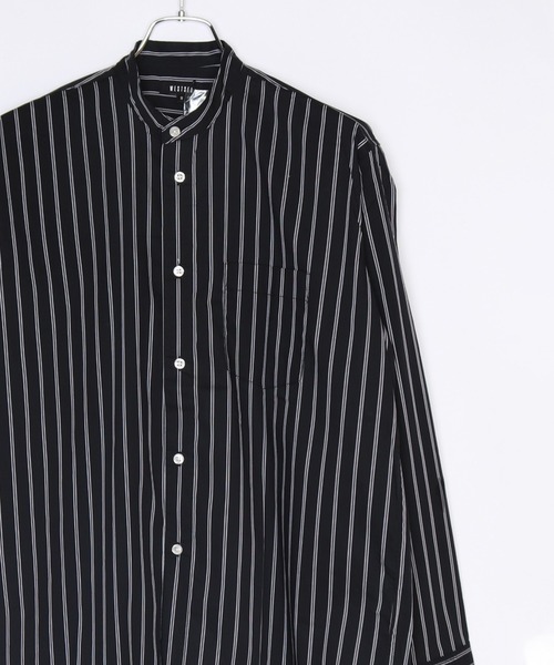 WESTSEA(ウエストシー)の「バンドカラーシャツ 無地シャツ ストライプシャツ(シャツ/ブラウス・メンズ・ホワイト/ネイビー/ブルー/グリーン/ブラック/ベージュ/ブルー系その他/ホワイト×ブラック/ブラック×ホワイト/グレー×ホワイト・M/L/XL)」の5枚目の写真