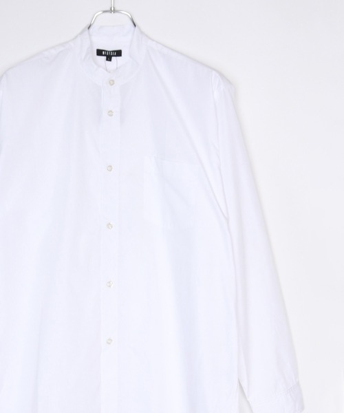 WESTSEA(ウエストシー)の「バンドカラーシャツ 無地シャツ ストライプシャツ(シャツ/ブラウス・メンズ・ホワイト/ネイビー/ブルー/グリーン/ブラック/ベージュ/ブルー系その他/ホワイト×ブラック/ブラック×ホワイト/グレー×ホワイト・M/L/XL)」の2枚目の写真