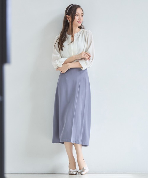 DRESS PLUS（ドレスプラス）の「ブラウス 七分袖 2way トップス プルオーバー（シャツ/ブラウス・レディース・ライトグレー/スミクロ/グリーン/ベージュ/ブルーグレー/ピンク/オフホワイト/ホワイト/ネイビー/ブラック・L/XXL/S/XL/M）」の21枚目の写真