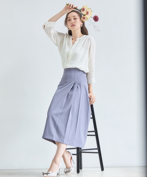 DRESS PLUS（ドレスプラス）の「ブラウス 七分袖 2way トップス プルオーバー（シャツ/ブラウス・レディース・ライトグレー/スミクロ/グリーン/ベージュ/ブルーグレー/ピンク/オフホワイト/ホワイト/ネイビー/ブラック・L/XXL/S/XL/M）」の22枚目の写真