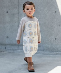 お花ニットTドッキングワンピース