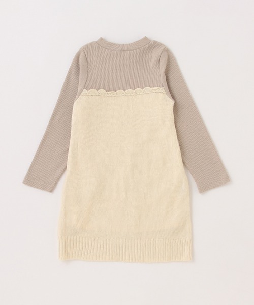 petit main（プティマイン）の「お花ニットTドッキングワンピース（ワンピース・キッズ・アイボリー/ブラック・100cm/130cm/110cm/120cm/80ｃｍ/90cm）」の6枚目の写真