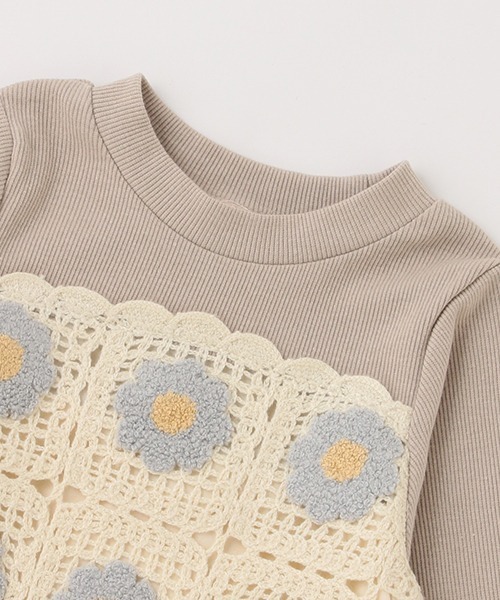 petit main（プティマイン）の「お花ニットTドッキングワンピース（ワンピース・キッズ・アイボリー/ブラック・100cm/130cm/110cm/120cm/80ｃｍ/90cm）」の7枚目の写真