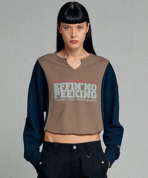 SCULPTOR(スカルプター)の「SCULPTOR Color Block Crop Sweatshirt / スカルプター カラーブロッククロップ スウェットシャツ(スウェット・レディース・ホワイト/ブラウン・FREE)」の1枚目の写真