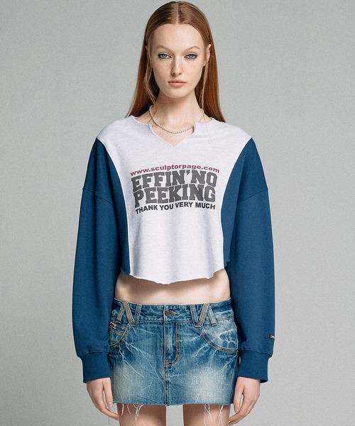 SCULPTOR(スカルプター)の「SCULPTOR Color Block Crop Sweatshirt / スカルプター カラーブロッククロップ スウェットシャツ(スウェット・レディース・ホワイト/ブラウン・FREE)」の8枚目の写真