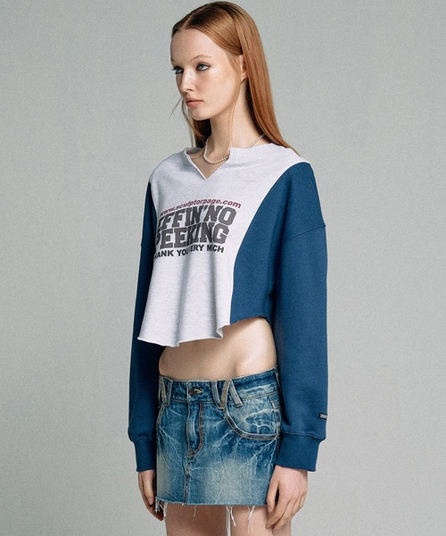 SCULPTOR(スカルプター)の「SCULPTOR Color Block Crop Sweatshirt / スカルプター カラーブロッククロップ スウェットシャツ(スウェット・レディース・ホワイト/ブラウン・FREE)」の9枚目の写真