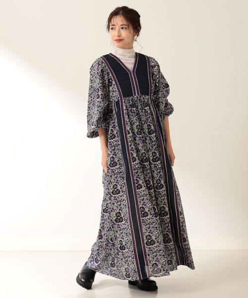 NE QUITTEZ PAS!（ヌキテパ）の「【WEB先行販売】ne Quittez pas / ヌキテパ コットンボイル エスニックプリント ワンピース（ワンピース・レディース・ネイビー・ONE SIZE）」の6枚目の写真