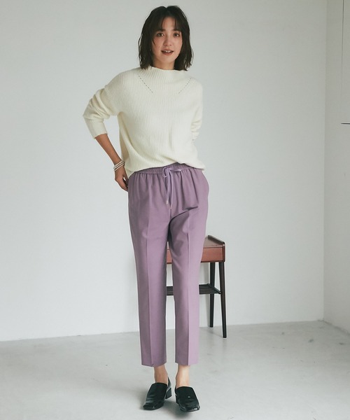 RIVE DROITE（リヴドロワ）の「ヤク混シリーズのハイネック版/YAK5%バックシームハイネックニット（ニット/セーター・レディース・サックスブルー/オフホワイト/ベージュ・FREE）」の8枚目の写真